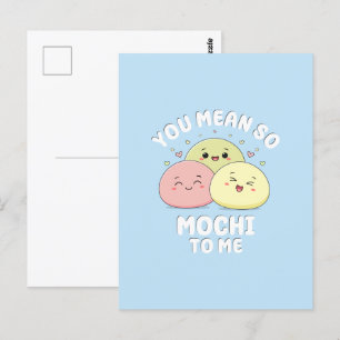 Niedliches Zitat von Kawaii Mochi Food Puppe Paste Postkarte