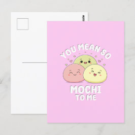 Niedliches Zitat von Kawaii Mochi Food Puppe Paste Postkarte