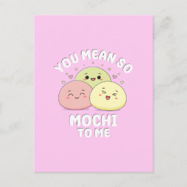 Niedliches Zitat von Kawaii Mochi Food Puppe Paste Postkarte