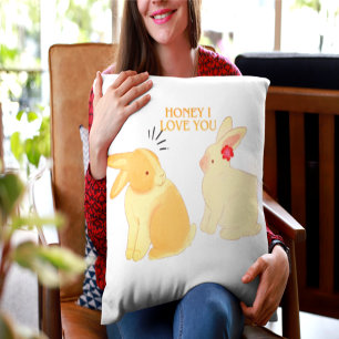 Niedliches Zitat zur Liebe von Bunny Couple - "Hon Kissen