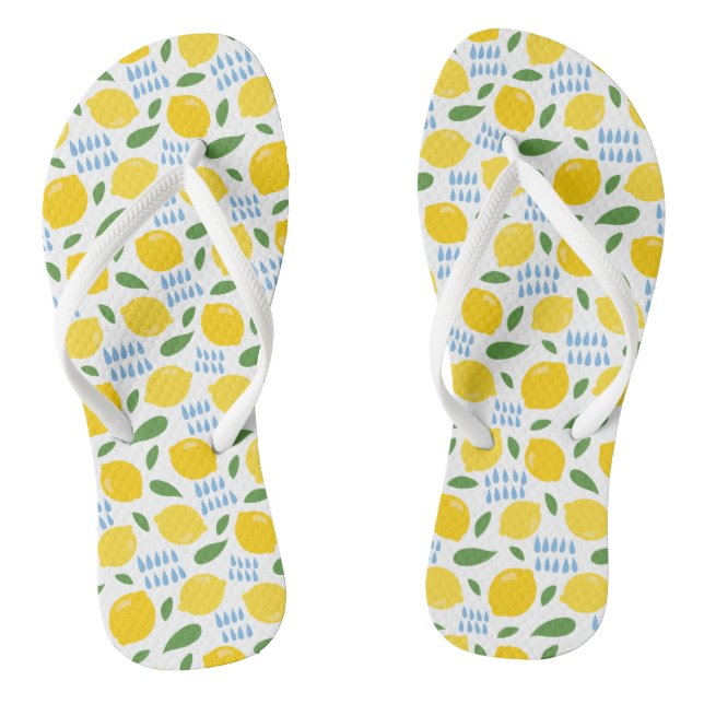Niedliches Zitronen- und Grünmuster Flip Flops (Fußbett)