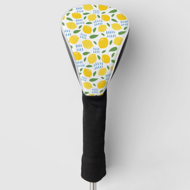 Niedliches Zitronen- und Grünmuster Golf Headcover (Vorderseite)