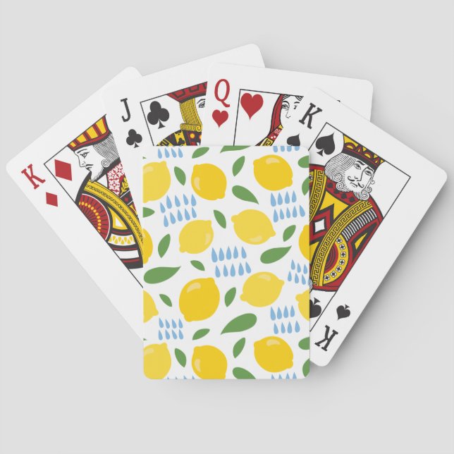 Niedliches Zitronen- und Grünmuster Spielkarten (Rückseite)