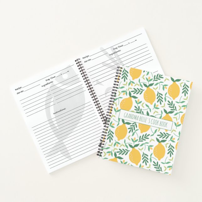 Niedliches Zitronenmuster Oma Rezept Notizbuch (Innenseite)