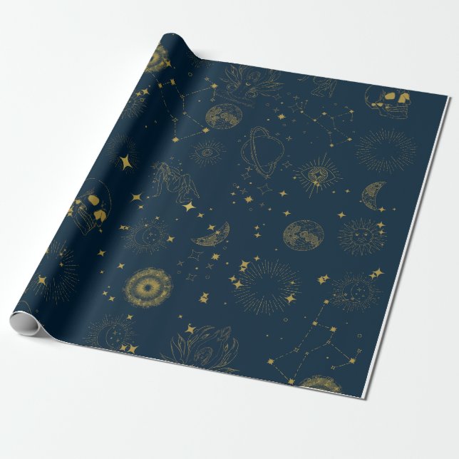 Niedliches Zodiac- und Astrologie Halloween Geschenkpapier (Ungerollt)