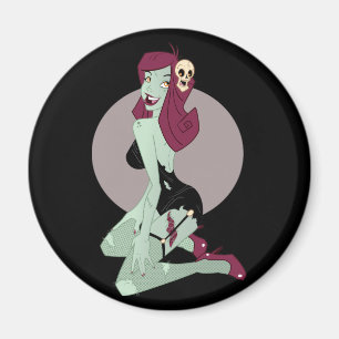 Niedliches Zombie-Button-Up-Mädchen Magnet