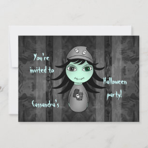 Niedliches Zombie Halloween Party Einladung