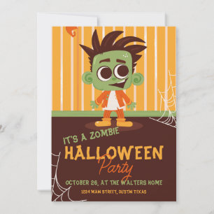 Niedliches Zombie Halloween-Party Einladung