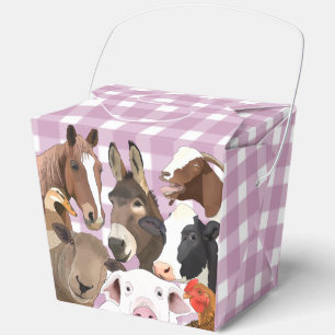 Niedliches Zuchttierportrait Gingham Karo - Lila Geschenkschachtel