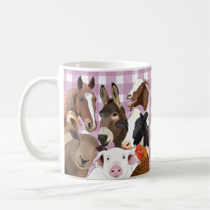 Niedliches Zuchttierportrait Gingham Karo - Lila Kaffeetasse