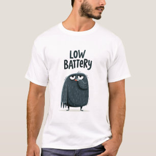Niedrig-Batterie-Lustige-Müde-Faultier-Charakter-G T-Shirt