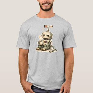 Niedrige Batterie Mensch Süßer Roboter Kaffee Lust T-Shirt