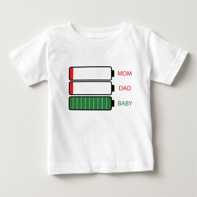 Niedrige Batterie - Mutter und Vater für schlaflos Baby T-shirt (Vorderseite)