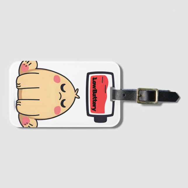 Niedrige Batterielocht - Funny Comic Doodle Gepäckanhänger (Vorderseite (Horizontal))