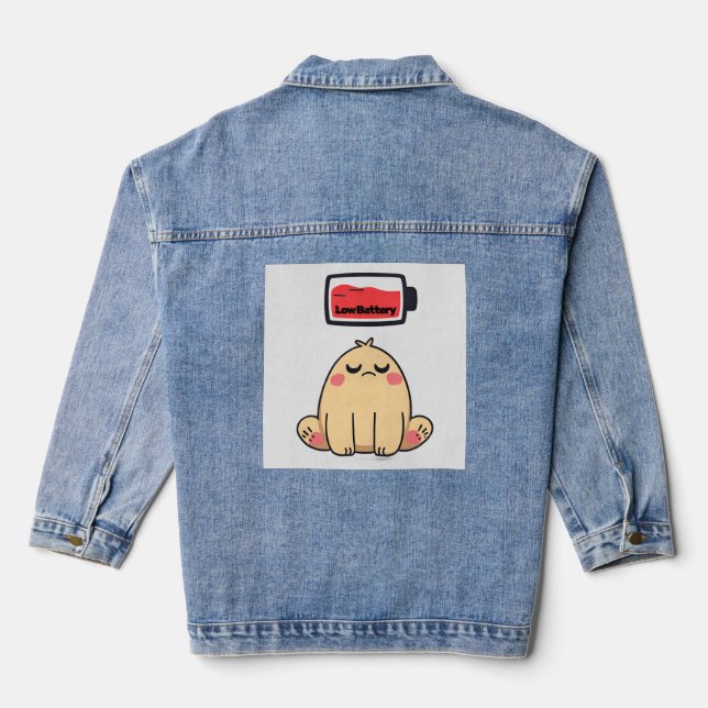 Niedrige Batterielocht - Funny Comic Doodle Jeansjacke (Rückseite)