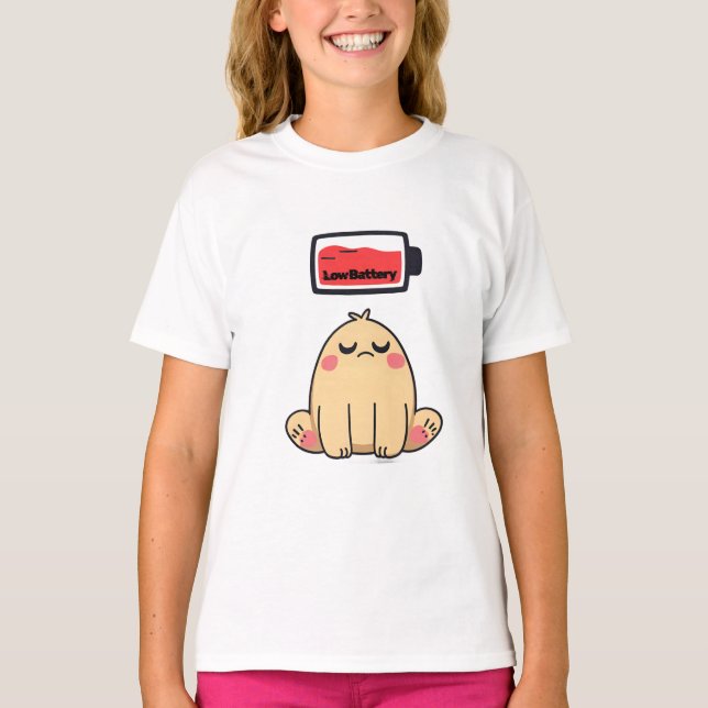Niedrige Batterielocht - Funny Comic Doodle T-Shirt (Vorderseite)
