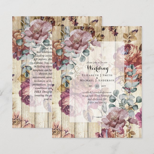 NIEDRIGE HAUSHALTSEINladungen für Hochzeiten Vinta (Vorne/Hinten)
