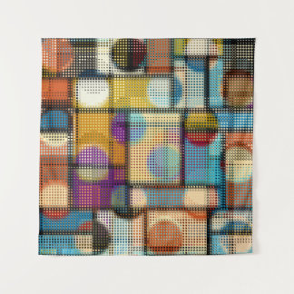 Niedrige Poly Pixel Kunst, geometrisches Muster. Wandteppich