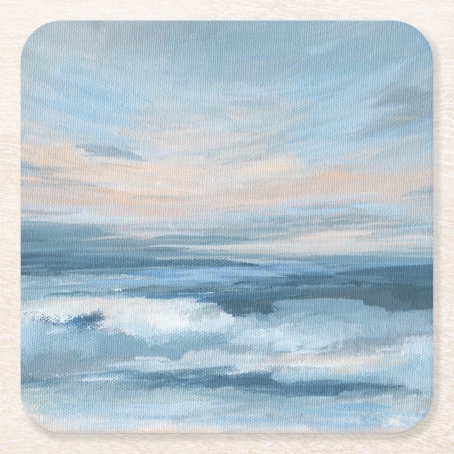 Niedrige Tide - Abstrakte Seascape-Malerei Rechteckiger Pappuntersetzer (Vorderseite)