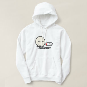 Niedriger Akku 1% - Süßer müder Charakter Minimali Hoodie