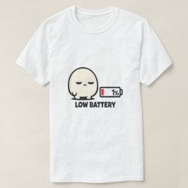 Niedriger Akku 1% - Süßer müder Charakter Minimali T-Shirt
