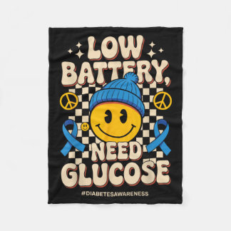 Niedriger Batteriestand Braucht Glukose Blaues Ban Fleecedecke