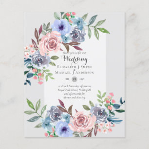 NIEDRIGER HAUSHALT Rosa Blauer Blumen Einladung Ho Flyer