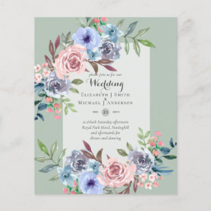 NIEDRIGER HAUSHALT Rosa Blauer Blumen Einladung Ho Flyer