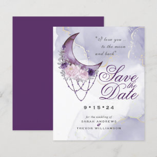 Niedriger Haushalt Save the Date Lila Halbmond