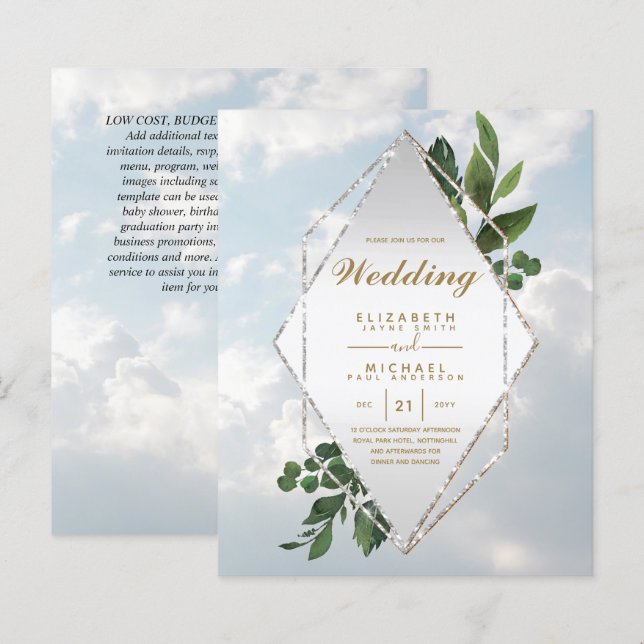 NIEDRIGER HAUSHALTSPLAN für Hochzeiten - Grünrahme (Vorne/Hinten)