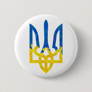 Niedriger polygonaler ukrainischer Dreizack Button