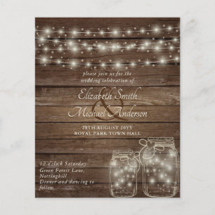 Niedriges Budget Rustikales Mason Jars Wedding Flyer