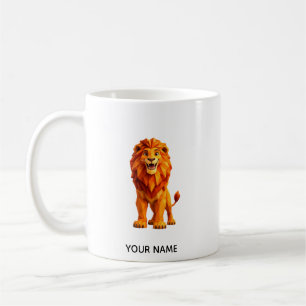 Niedrigpolygonaler geometrischer Löwe Kaffeebecher Kaffeetasse