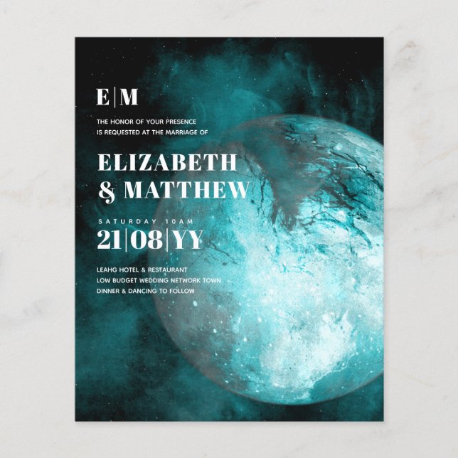 Niedrigste Budget Hochzeiten FLYER Mitternacht MOO (Vorne)