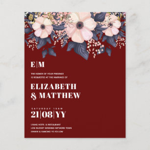 Niedrigste Budget Hochzeiten FLYER Pink Blue Flora