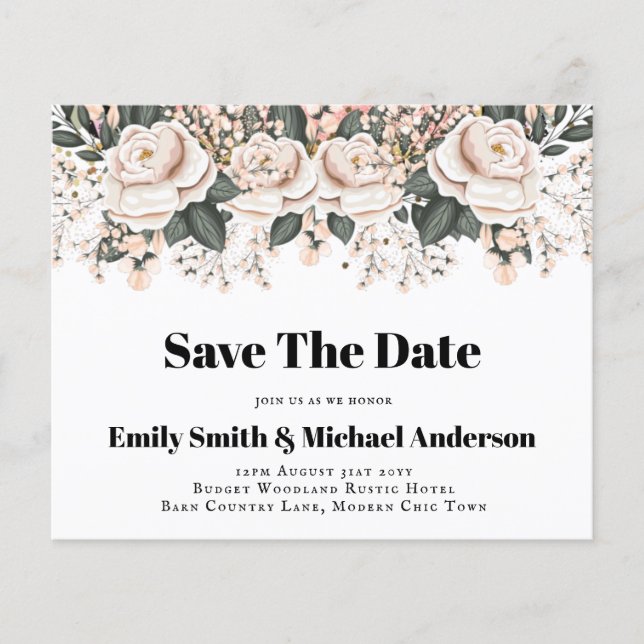 Niedrigste Budget Hochzeiten FLYER Rosa Blume Girl (Vorne)