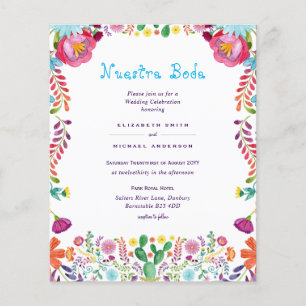 NIEDRIGSTE BUDGET Nuestra Boda Folk Blume Hochzeit Flyer