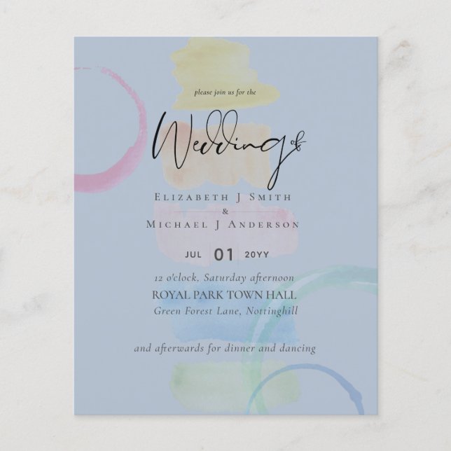 NIEDRIGSTE PREISE Abstrakt Dusty Blue Wedding Flyer (Vorne)