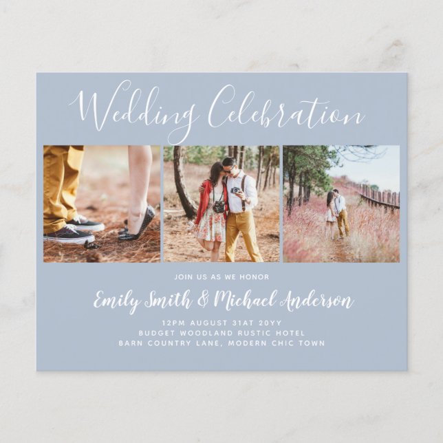 NIEDRIGSTE PREISE Dusty Blue Foto Collage Wedding  Flyer (Vorne)