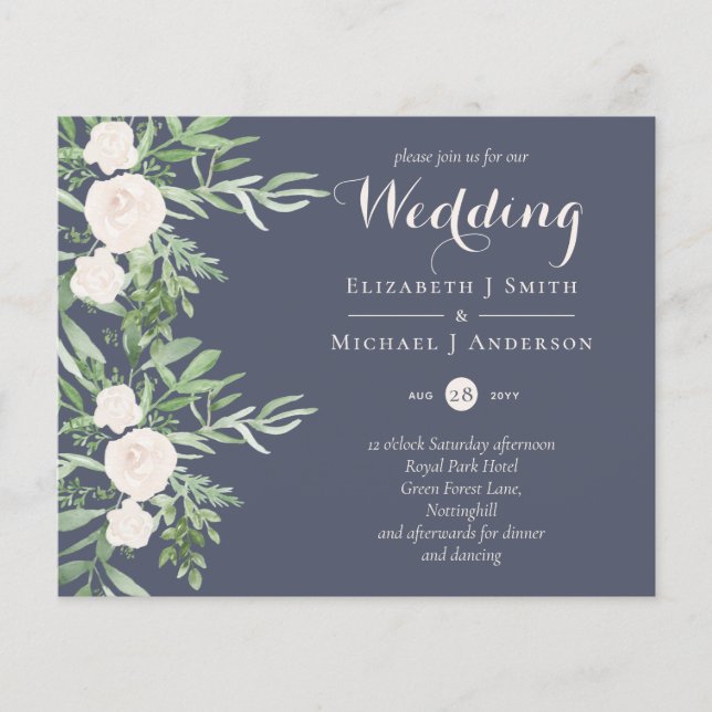 NIEDRIGSTE PREISE Magnolia Dusty Blue Blume Weddin Flyer (Vorne)
