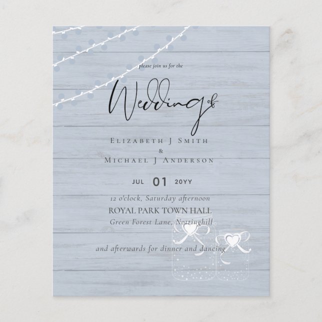 NIEDRIGSTE PREISE Mason Jars Dusty Blue Wedding Fl Flyer (Vorne)