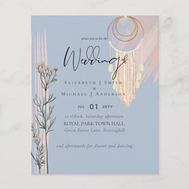 NIEDRIGSTE PRICED Boho Dusty Blue Wedding Flyer (Vorne)