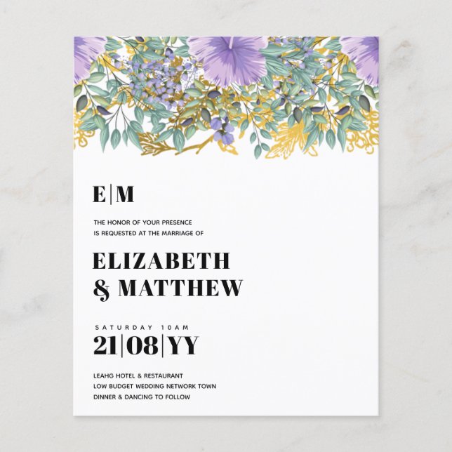 Niedrigster Haushalt Hochzeitsslima-FLYER Purple F Flyer (Vorne)