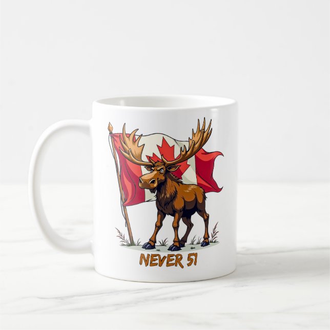 Niemals 51, Elch, kanadischer Ahornblättriger Ahor Kaffeetasse (Links)