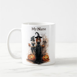 Niemals allein: Halloween-Hexe, maßgeschneiderter  Kaffeetasse