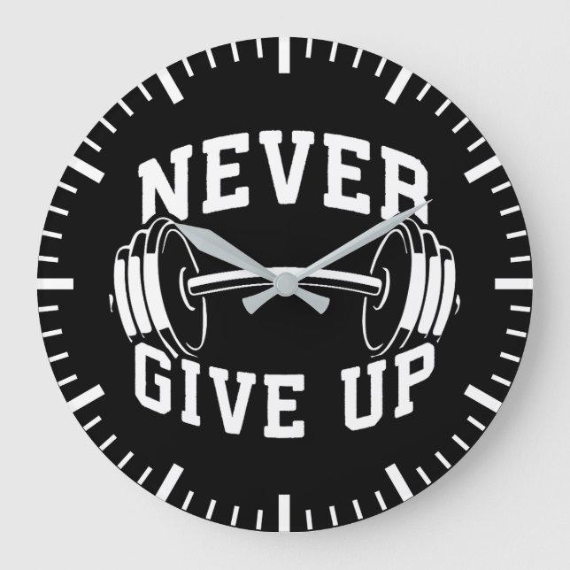 Niemals aufgeben - Dumbell - Gymnastik trainieren Große Wanduhr (Vorderseite)