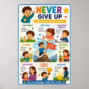 💪 Niemals Aufgeben Für Kinder Wachstumsmentalität Poster