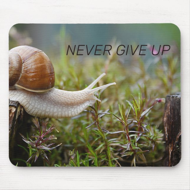 NIEMALS AUFGEBEN - Schneckenausgabe Mousepad (Vorne)