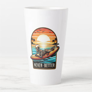 Niemals besser - Skelettsurfing Sunset Wave Milchtasse