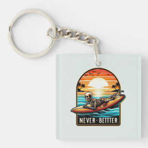 Niemals besser - Skelettsurfing Sunset Wave Schlüsselanhänger